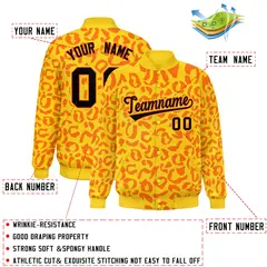 Gold Orange Leopard Graffiti Varsity Letterman Jacket 2