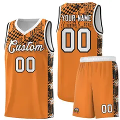 Gold Orange Mosaic Stars Pattern Basketball Jersey