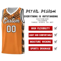 Gold Orange Mosaic Stars Pattern Basketball Jersey 2