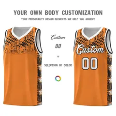 Gold Orange Mosaic Stars Pattern Basketball Jersey 3