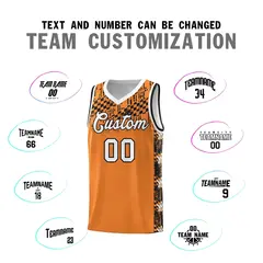 Gold Orange Mosaic Stars Pattern Basketball Jersey 4