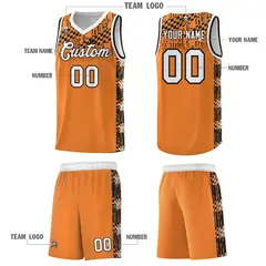 Gold Orange Mosaic Stars Pattern Basketball Jersey 5