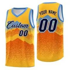 Gold Orange Mountain Fade Gradient Fashion Basketball Jersey 1