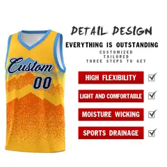 Gold Orange Mountain Fade Gradient Fashion Basketball Jersey 2