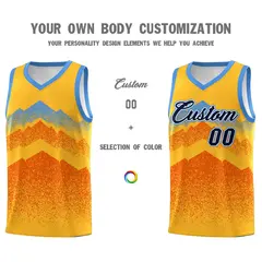 Gold Orange Mountain Fade Gradient Fashion Basketball Jersey 3