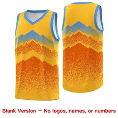 Gold Orange Mountain Fade Gradient Fashion Basketball Jersey 6