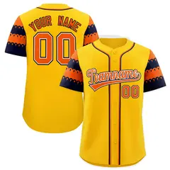 Gold Orange Navy Flag Lace Sleeve Baseball Jersey