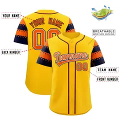 Gold Orange Navy Flag Lace Sleeve Baseball Jersey 2