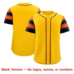 Gold Orange Navy Flag Lace Sleeve Baseball Jersey 7