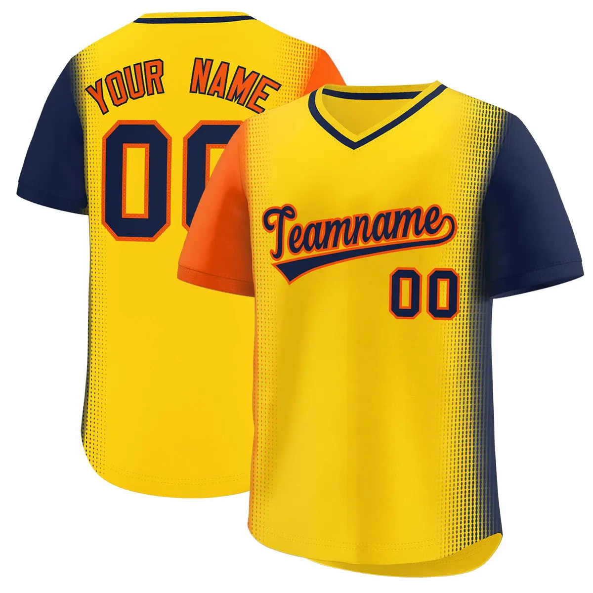 Gold Orange-Navy Raglan Pullover Authentic Baseball Jersey