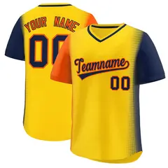 Gold Orange-Navy Raglan Pullover Authentic Baseball Jersey