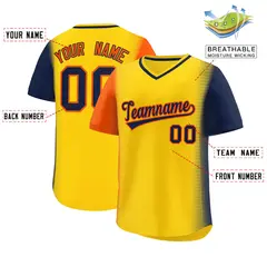 Gold Orange-Navy Raglan Pullover Authentic Baseball Jersey 2