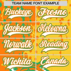 Gold Orange Neon Green Full-Snap Tiger Graffiti Baseball Jersey 6