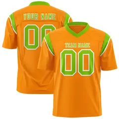Gold Orange Neon Green Shoulder Cut Two-Tone Flag Football Jersey 1
