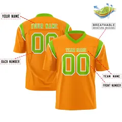 Gold Orange Neon Green Shoulder Cut Two-Tone Flag Football Jersey 2