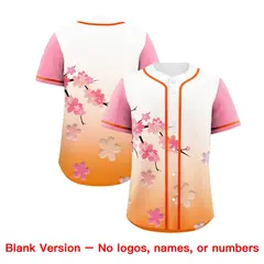 Gold Orange Pink Cherry Blossom Graffiti Baseball Jersey 7