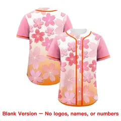 Gold Orange Pink Cherry Blossom Graffiti Baseball Jersey 6