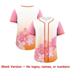 Gold Orange Pink Cherry Blossom Graffiti Baseball Jersey 6