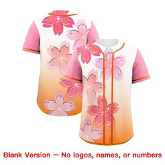 Gold Orange Pink Cherry Blossom Graffiti Baseball Jersey 7