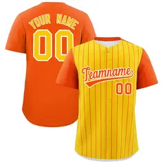 Gold Orange Pinstripe Two-Tone Authentic Baseball Jersey 1