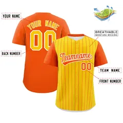 Gold Orange Pinstripe Two-Tone Authentic Baseball Jersey 2