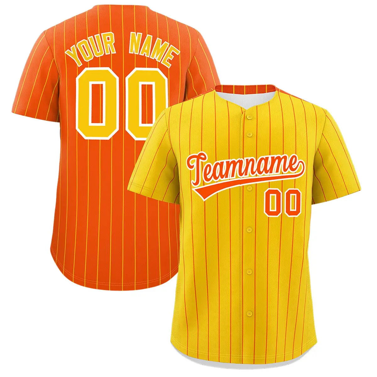 Gold Orange Pinstripe Two-Tone Authentic Baseball Jersey