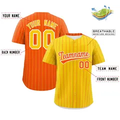 Gold Orange Pinstripe Two-Tone Authentic Baseball Jersey 2