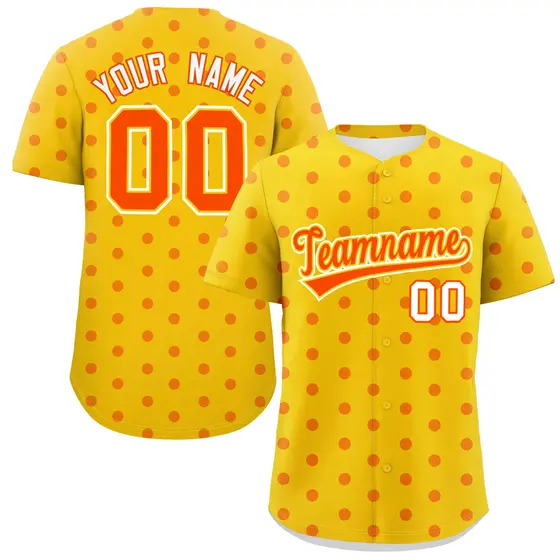 Gold Orange Polka Dot Graffiti Authentic Baseball Jersey