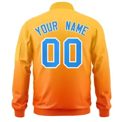 Gold Orange-Powder Blue Gradient Varsity Letterman Bomber Jacket 4