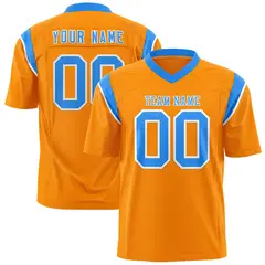 Gold Orange Powder Blue Shoulder Cut Two-Tone Flag Football Jersey 1