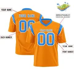 Gold Orange Powder Blue Shoulder Cut Two-Tone Flag Football Jersey 2