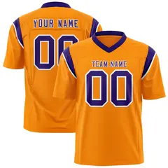 Gold Orange Purple Shoulder Cut Two-Tone Flag Football Jersey 1