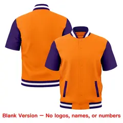 Gold Orange Purple White Full-Snap Short Sleeve Varsity Jacket 7