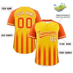 Gold Orange Raglan Gradient Thick Stripe Baseball Jersey 2