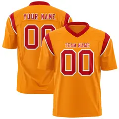 Gold Orange Red Shoulder Cut Two-Tone Flag Football Jersey 1