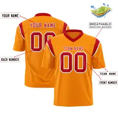 Gold Orange Red Shoulder Cut Two-Tone Flag Football Jersey 2