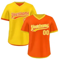 Gold Orange Reversible Pullover Baseball Jersey