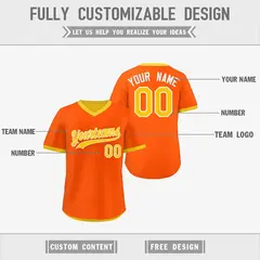 Gold Orange Reversible Pullover Baseball Jersey 3