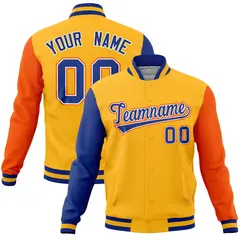 Gold Orange-Royal Full-Snap Raglan Varsity Letterman Jacket 1