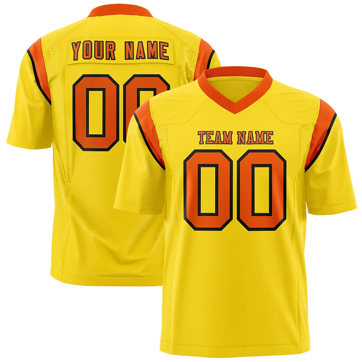 Gold Orange Shoulder Cut Two-Tone Flag Football Jersey