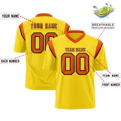 Gold Orange Shoulder Cut Two-Tone Flag Football Jersey 2