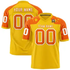 Gold Orange Shoulder Star Pattern Flag Football Jersey 1