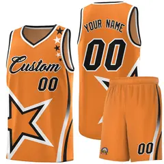 Gold Orange Shoulder Stars Graffiti Basketball Jersey 1