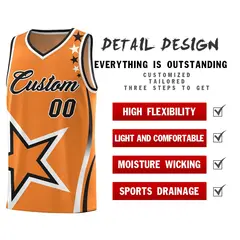 Gold Orange Shoulder Stars Graffiti Basketball Jersey 2