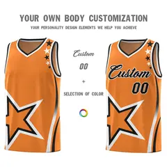 Gold Orange Shoulder Stars Graffiti Basketball Jersey 3