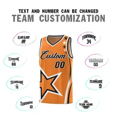 Gold Orange Shoulder Stars Graffiti Basketball Jersey 4