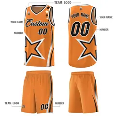 Gold Orange Shoulder Stars Graffiti Basketball Jersey 5