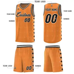 Gold Orange Side Blocks Sports Uniform Basketball Jersey 5