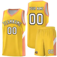 Gold Orange Side Design Basketball Uniform Jersey 1