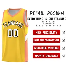 Gold Orange Side Design Basketball Uniform Jersey 2